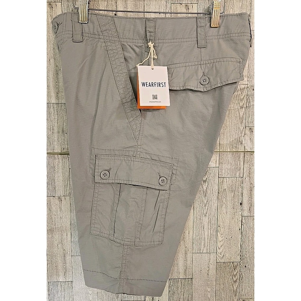 Wearfirst Cargo Shorts 30 Gray Micro Rip Utility Hiking Stretch NEW